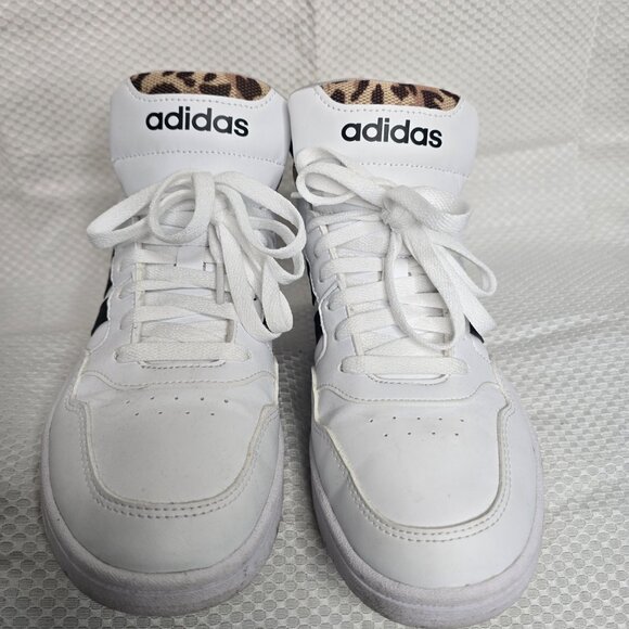 adidas White Sneakers with Black Stripes and Leopard Detail - Picture 5 of 7